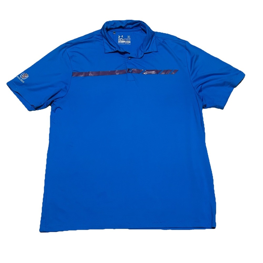 Under Armour Men's XL Golf Polo Shirt Loose ColdBlack Heatgear Blue Pinecrest